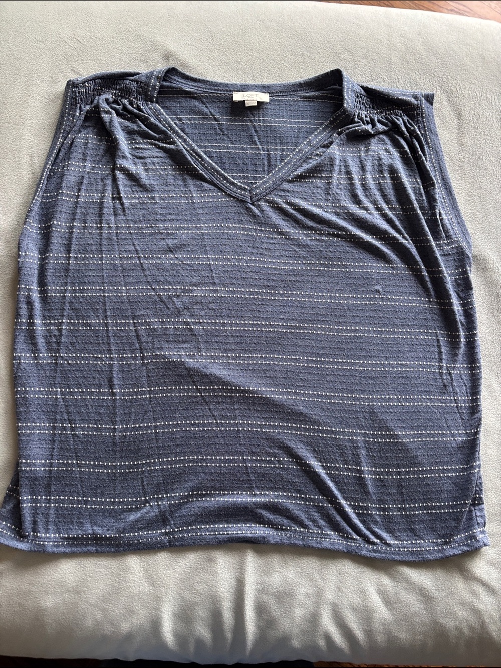 LOFT Navy Striped Knit Top